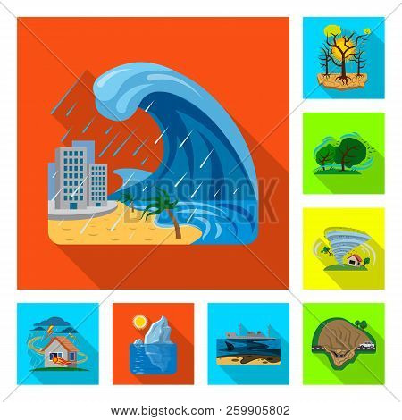 Vector Design Of Natural And Disaster Logo. Collection Of Natural And Risk Stock Vector Illustration