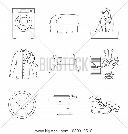 Vector Illustration Of Laundry And Clean Logo. Set Of Laundry And Clothes Vector Icon For Stock.