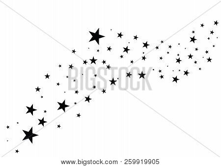 Stars On A White Background. Black Star Shooting With An Elegant Star.meteoroid, Comet, Asteroid, St