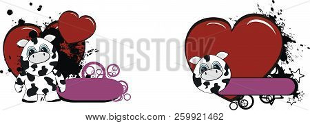 Cute Chubby Baby Cow Cartoon Sticker Copy Spcae In Vector Format