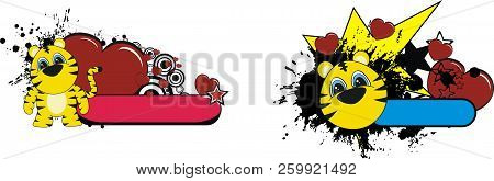 Cute Chubby Baby Tiger Cartoon Sticker Copy Spcae In Vector Format