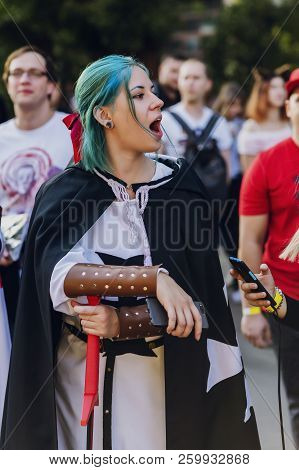 September 22, 2018 Kiev, Ukraine, Art Plant Platform. Festival Of Modern Pop Culture Comic Con. Girl