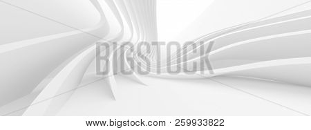 Abstract Architecture Background. 3d Rendering of White Circularl Building. Creative Engineering Concept