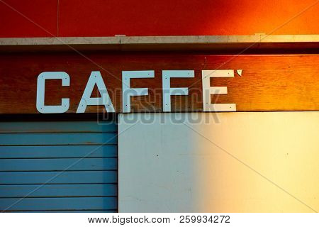 Retro sign of a cafe in Venice, Italy. Caffe (it.): cafe, coffee