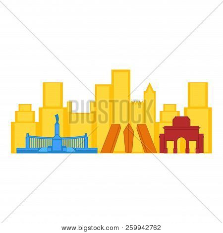 Colored Cityscape Of Madrid. Vector Illustration Design