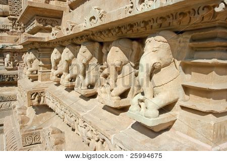 Detalle de Vishnavath templo, Khajuraho, Madhya Pradesh, India.