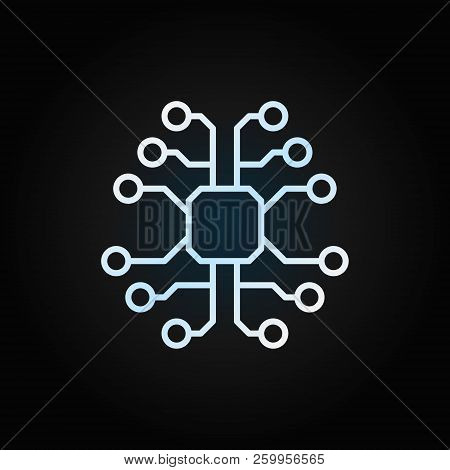 Tech Brain With Chip Vector Creative Linear Icon Or Logo Element On Dark Background