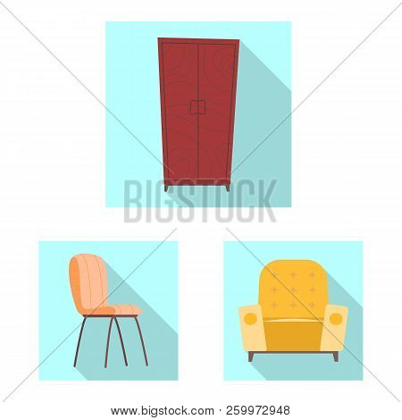 Isolated Object Of Furniture And Apartment Sign. Set Of Furniture And Home Vector Icon For Stock.
