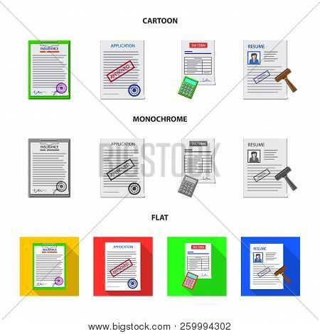 Vector Design Of Form And Document Symbol. Set Of Form And Mark Stock Vector Illustration.