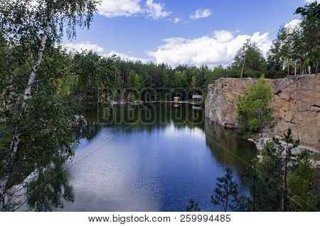 Canyon In Autumn Forest On A Warm Sunny Day, Ukraine, Zhytomyr Region, Korostyshevsky District