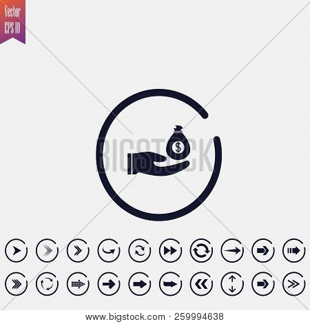 Money In Hand Icon, Vector Illustration. Flat Icon. Arrow Icons