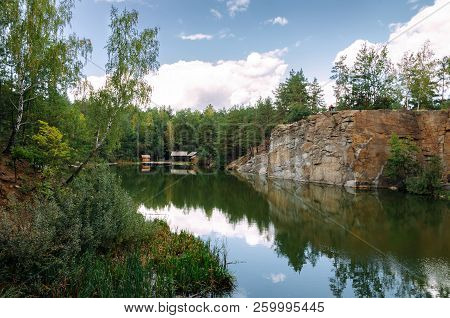 Canyon In Autumn Forest On A Warm Sunny Day, Ukraine, Zhytomyr Region, Korostyshevsky District