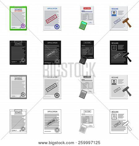 Vector Design Of Form And Document Logo. Set Of Form And Mark Stock Symbol For Web.