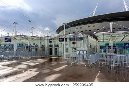 Saint Petersburg, Russia - August 8, 2018: Saint Petersburg Arena Football Stadium On Krestovsky Isl