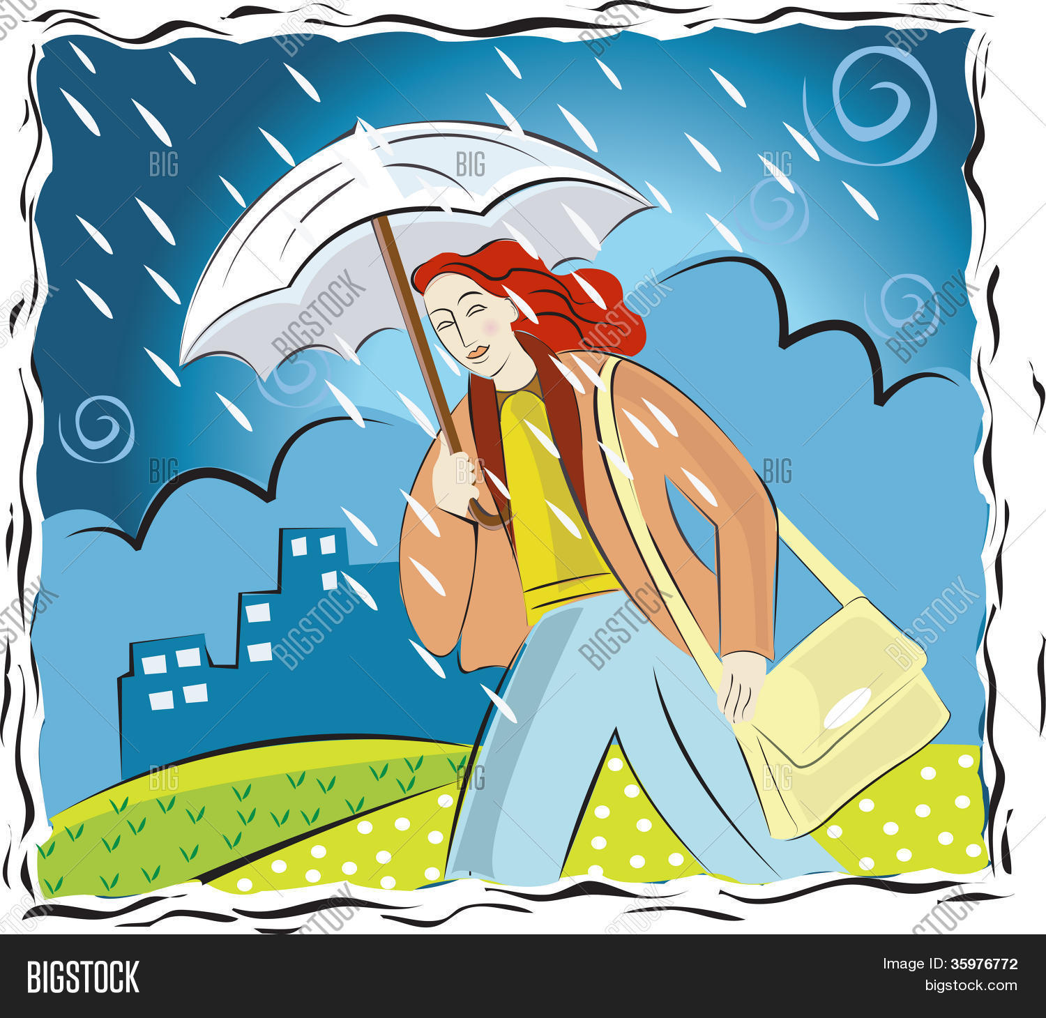 Woman Caught Rain Image & Photo (Free Trial) Bigstock