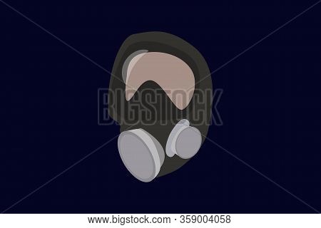 Illustration Vector Graphic Of Gas Mask Isolated On Dark Blue Background. Good For Template Backgrou