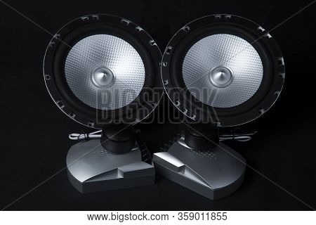 Car Audio System On A Black Background.subwoofer.