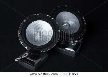 Car Audio System On A Black Background.subwoofer.