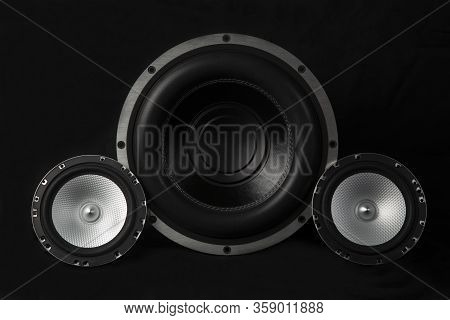 Car Audio System On A Black Background.subwoofer.