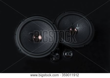 Car Audio System On A Black Background.subwoofer.