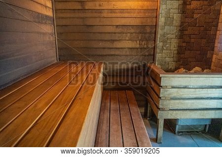 Wooden Steam Sayn, With Stones Large Maple Beautiful Bright Room
