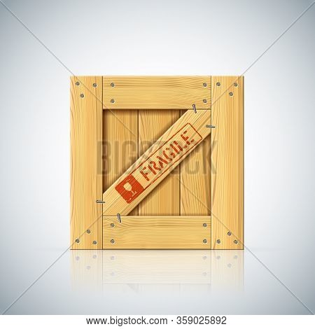Wirebound Square Vector Wooden Container For Fragile Freight