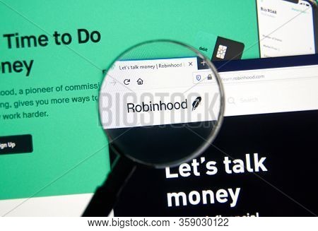 Montreal, Canada - March 08, 2020: Robinhood App And Logo On Screen. Robinhood Financial Services Co