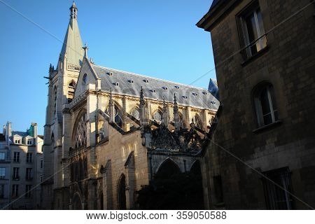 Saint Severin Flamboyant Gothic Church With Blue Sky. Paris, France.