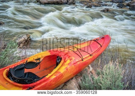 whitewater kayak and river rapid - Rodeo Rapid on the upper Colorado River at Burns, Colorado, USA