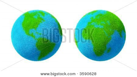 緑と青の草の地球