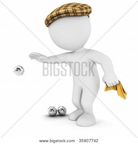 3D bílých lidí, kteří hrají pétanque