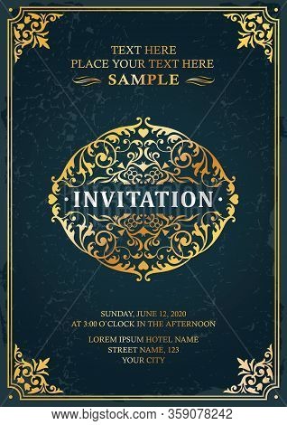 Invitation Classic Vintage Style Template Card Flyer Background Design Vector
