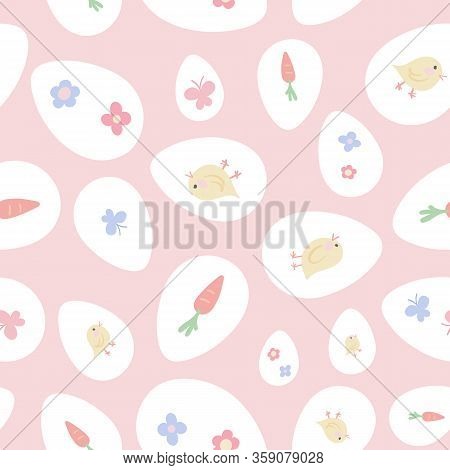 Vector Hand Drawn Egg Silhouette Easter Seamless Pattern.