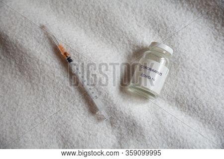 Vaccine And Syringe Injection. Prevention,immunization And Treatment From Corona Virus Infection Cov