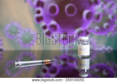 Vaccine And Syringe Injection. Prevention,immunization And Treatment From Corona Virus Infection Cov