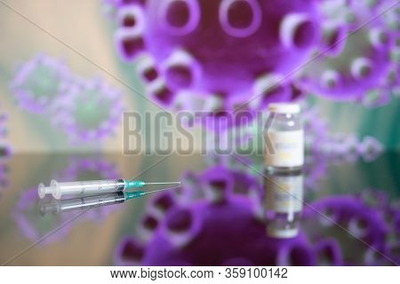 Vaccine And Syringe Injection. Prevention,immunization And Treatment From Corona Virus Infection Cov