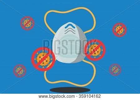 Illustration Vector Graphic Of Cartoon Medical Mask And Corona Virus Concept Design. Surgical Mask V