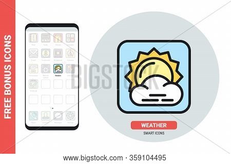 Weather Forecast Or Metcast Application Icon For Smartphone, Tablet, Laptop Or Other Smart Device Wi