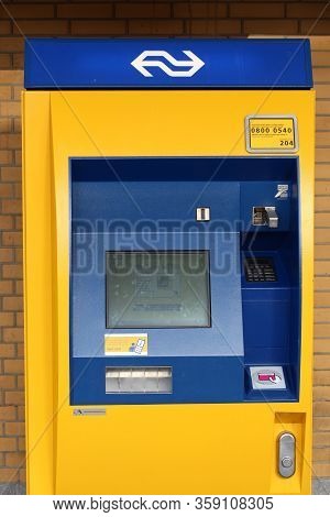 Eindhoven, Netherlands - November 19, 2016: Ticket Machine At Railway Station In Eindhoven, Netherla