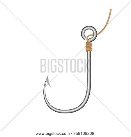 Fishing Hook Isolated On White Background, Icon Fishing Hook, Clip Art Empty Fishing Hook Trap, Tack