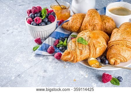 Sweet Breakfast Croissants With Jam And Berries