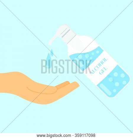 Hand Sanitizer Bottle Icon, Washing Gel. Waterless Hand Cleaner. Handwashing. Wash Your Hands Concep