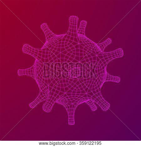 Corona Virus Virion Of Coronavirus. Covid Virus That Caused Epidemic Of Pneumonia In China. Wirefram