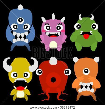 Une série de monstres cute cartoon