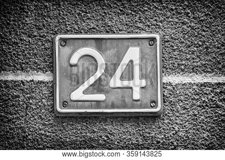 Number Twenty, Detail Of A Plaque In The Town With The Number Twenty Four, Signal And Symbol, Figure