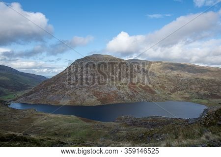 Pen Yr Ole Wen And The Lake Ogwyn, Taken From Tryfan, In Snowdonia National Park