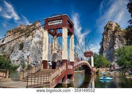 Ratchaburi, Thailand 12.22.2019: Khao Ngu Rock Park, The Name Khao Ngu Means Hills Of Snakes. Locals