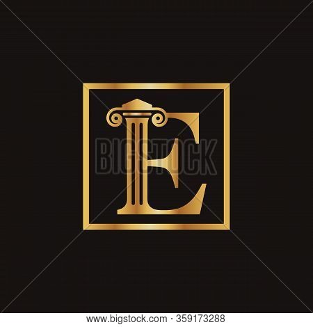 Attorney & Law Letter E Logo With Creative Modern Rectangular Vector Template. Law Business Letter E