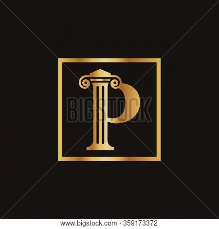 Attorney & Law Letter P Logo With Creative Modern Rectangular Vector Template. Law Business Letter P