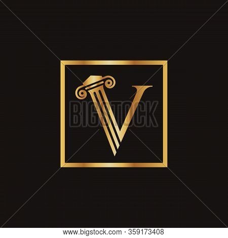 Attorney & Law Letter V Logo With Creative Modern Rectangular Vector Template. Law Business Letter V